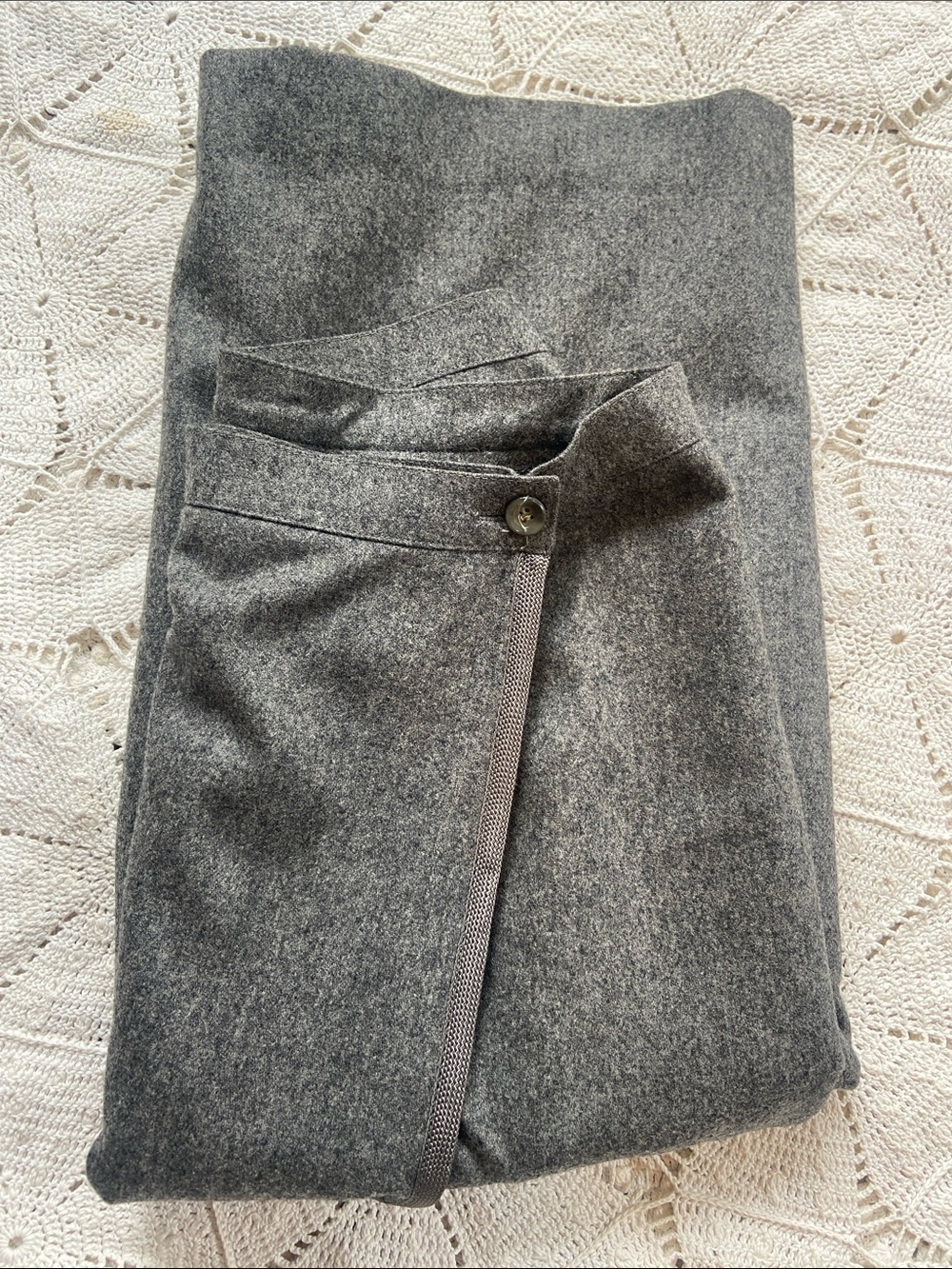 Classic Grey Vintage Wool-Blend Pencil Skirt SM